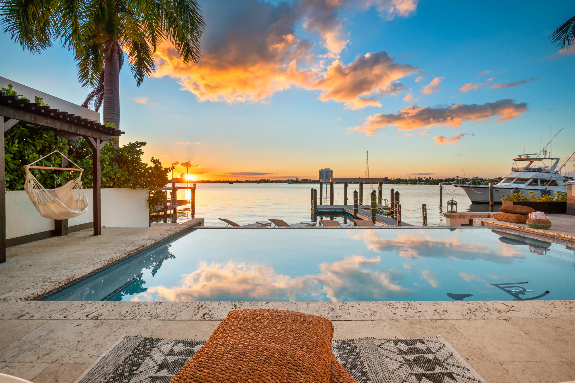 Miami Villa Sunset Pool Dock