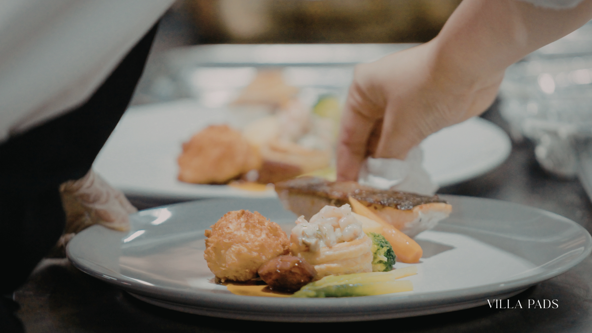 Private Chef Plating Seafood Villa Kitchen